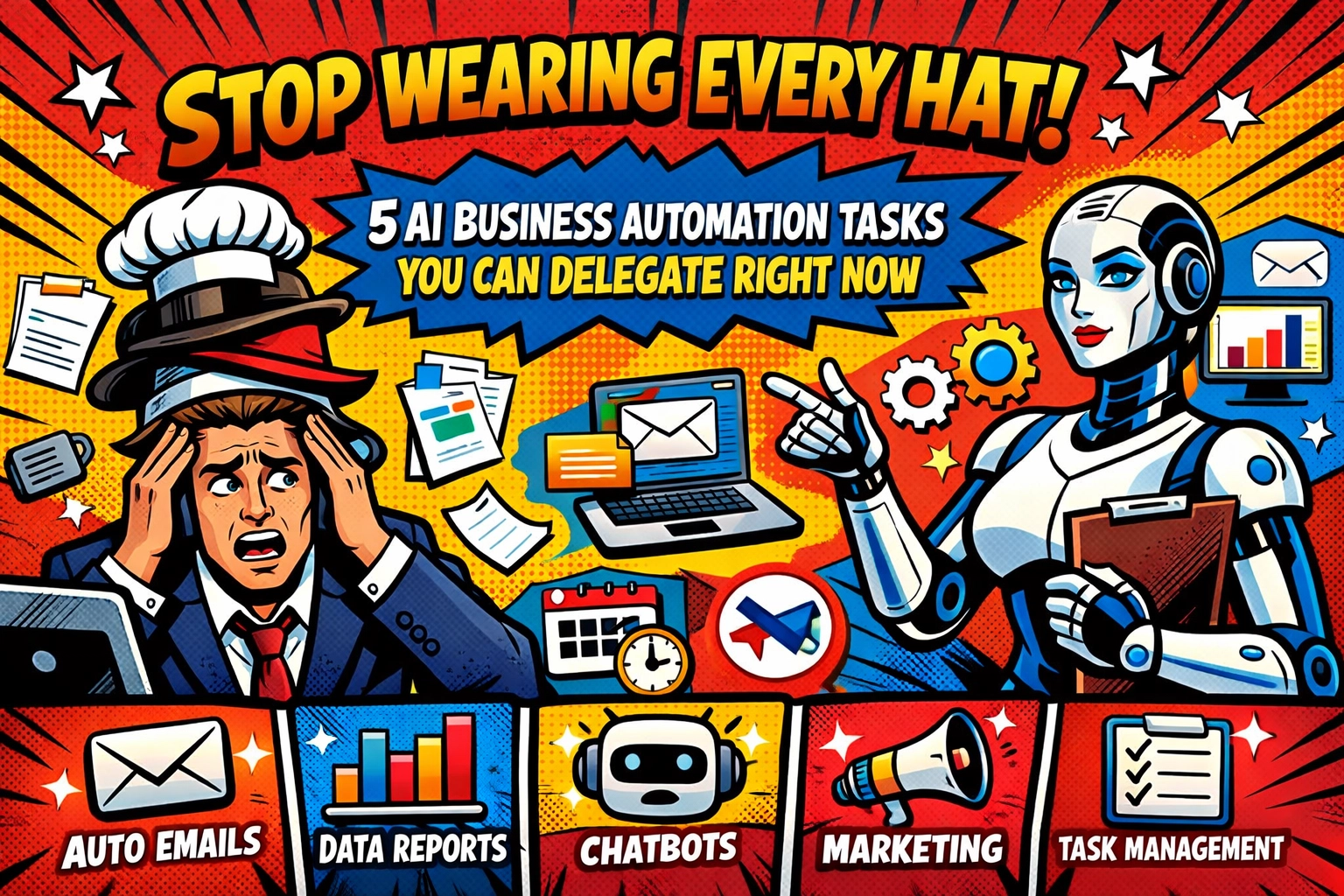 Stop Wearing Every Hat: 5 AI Business Automation Tasks You Can Delegate Right Now